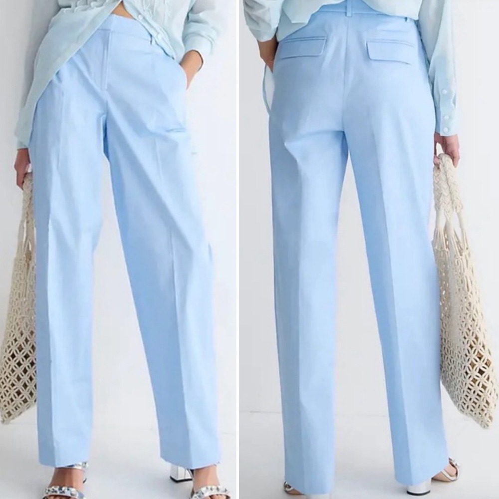 J. Crew NWT Straight Leg Essential Pants 6 pleated light‎ blue office trousers